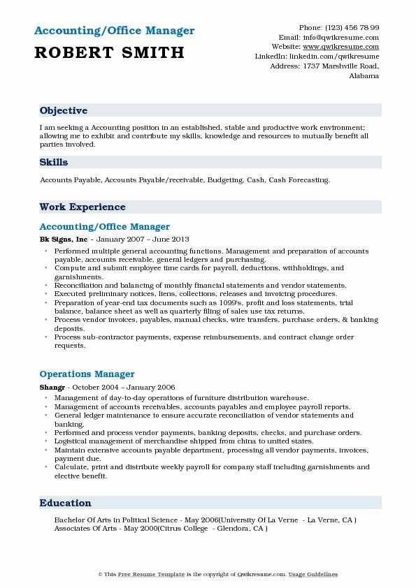 Account Manager Resume Sample Pdf