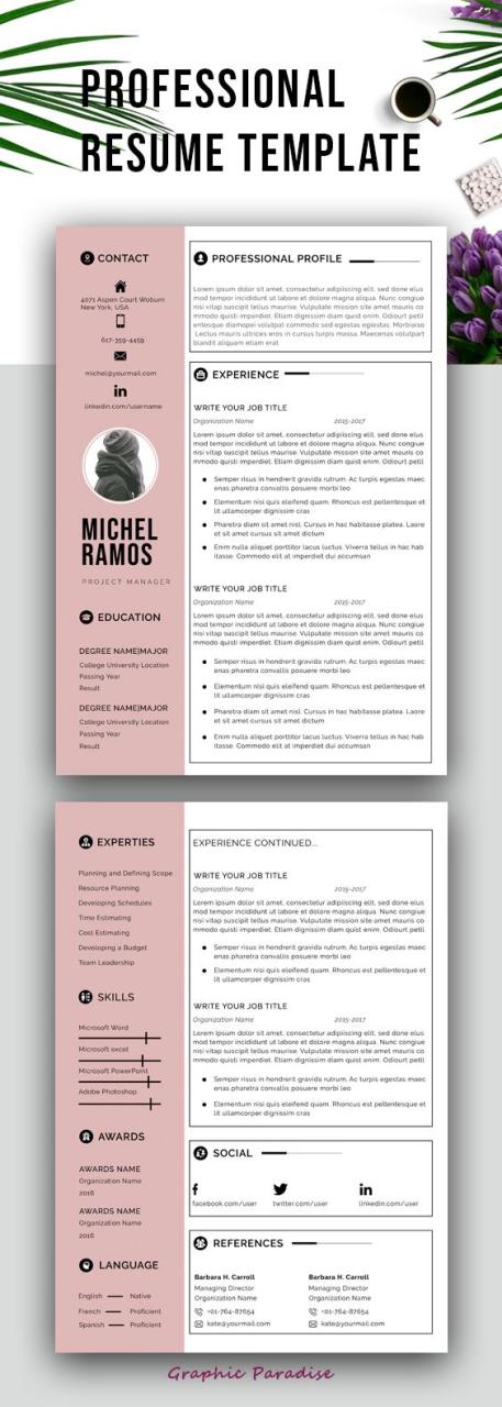 2 Pages Cv Template Word Free Download