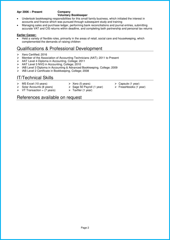 Accounting Placement Cv Examples