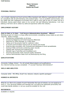 Civil Service CV Example