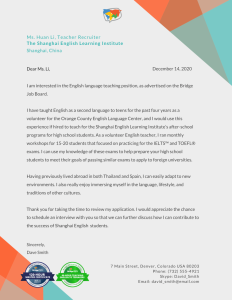 How to Write a TEFL Cover Letter (With Sample) BridgeUniverse TEFL