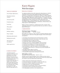 FREE 10+ Sample Web Developer Resume Templates in MS Word PDF