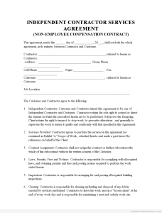 Free Printable Indep Contractor Agreement 2 Form (WORD)