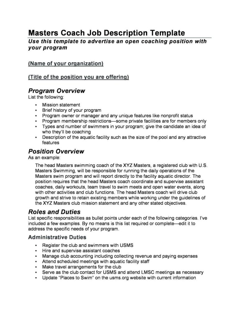 How To Write A Job Specification Template