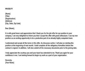 Thank You Letter in Response to a Job Offer (10+ Sample Letters)