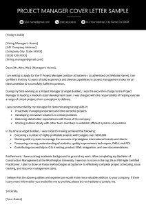 Project Manager Cover Letter Example & Writing Tips Resume Genius