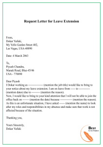 Sample Of Leave Of Absence Letter Collection Letter Templates