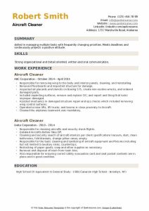 Aircraft Cleaner Resume Samples QwikResume