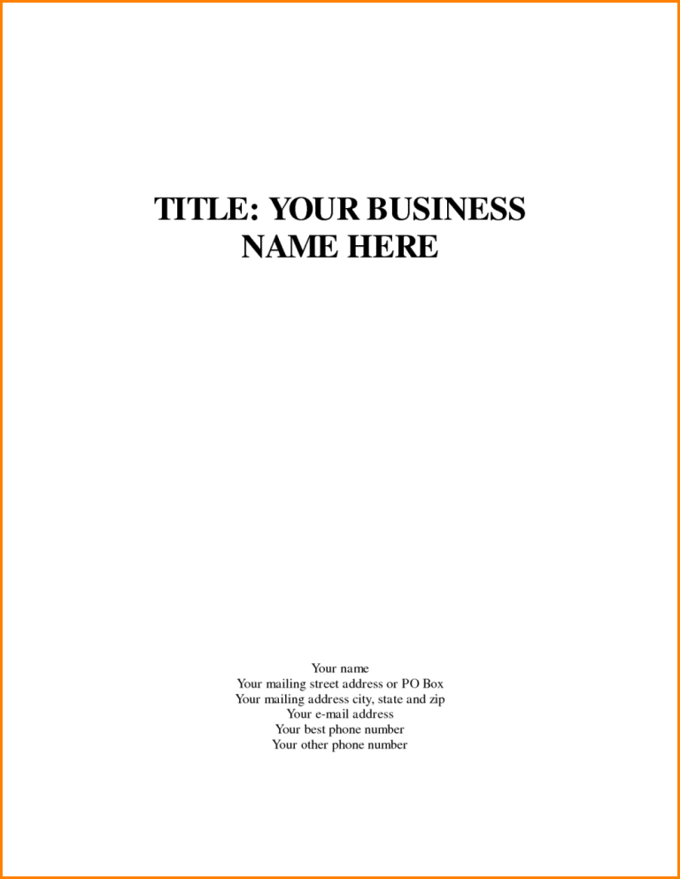 Format Cover Page