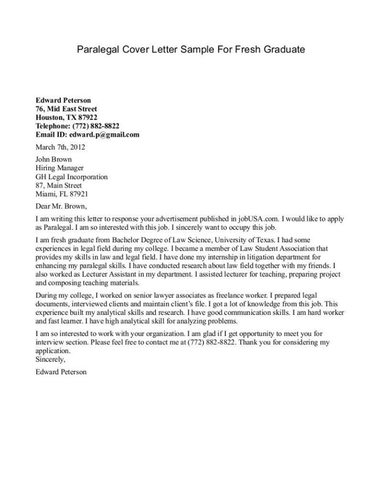 Graduate Cover Letter Sample Pdf