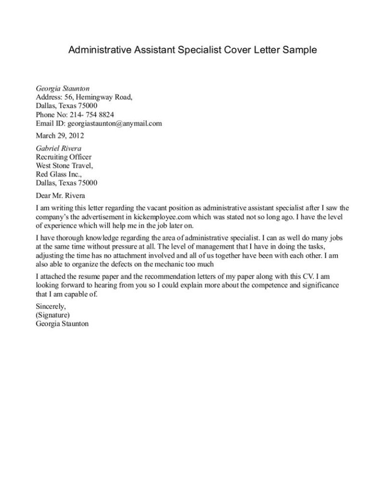 Office Assistant Cover Letter Pdf