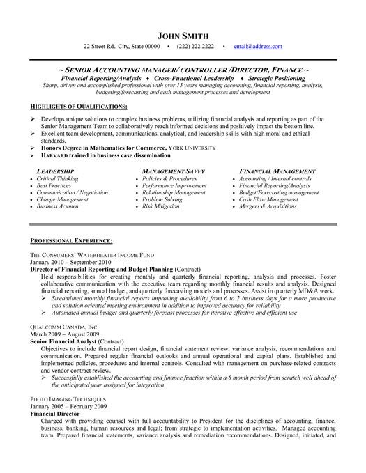 Accounts Manager Resume Format Free Download