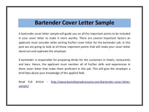 Bartender cover letter sample pdf