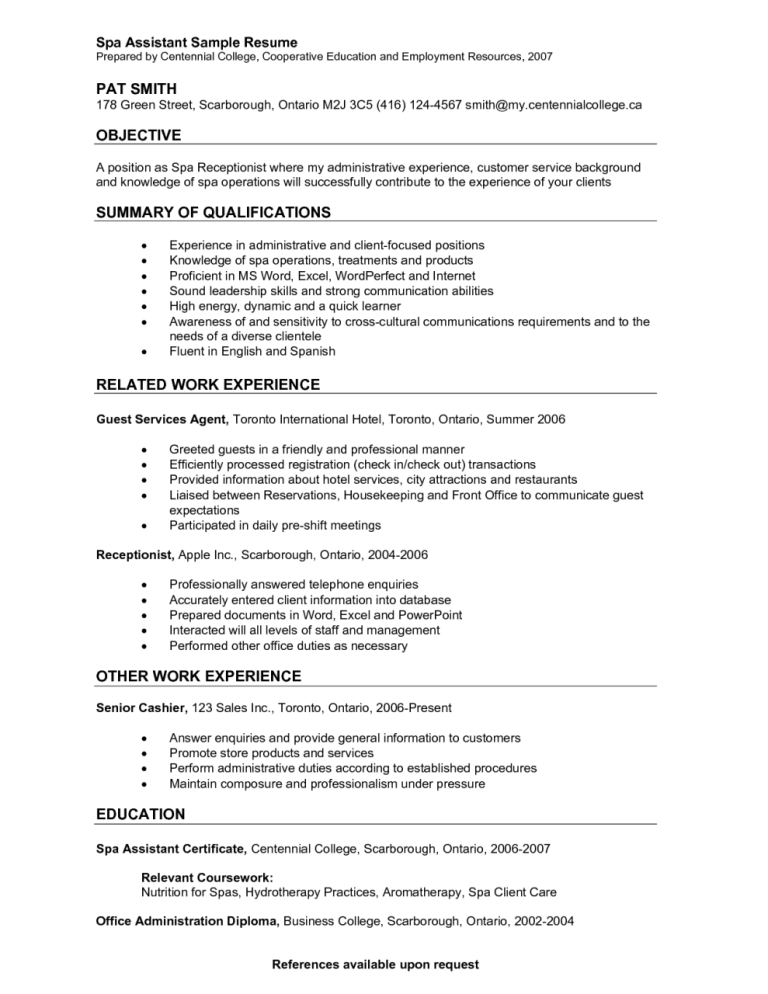 Front Desk Receptionist Resume Templates