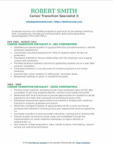 Career Transition Specialist Resume Samples QwikResume