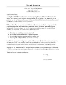 Admissions Counselor Cover Letter Examples Social Services Cover