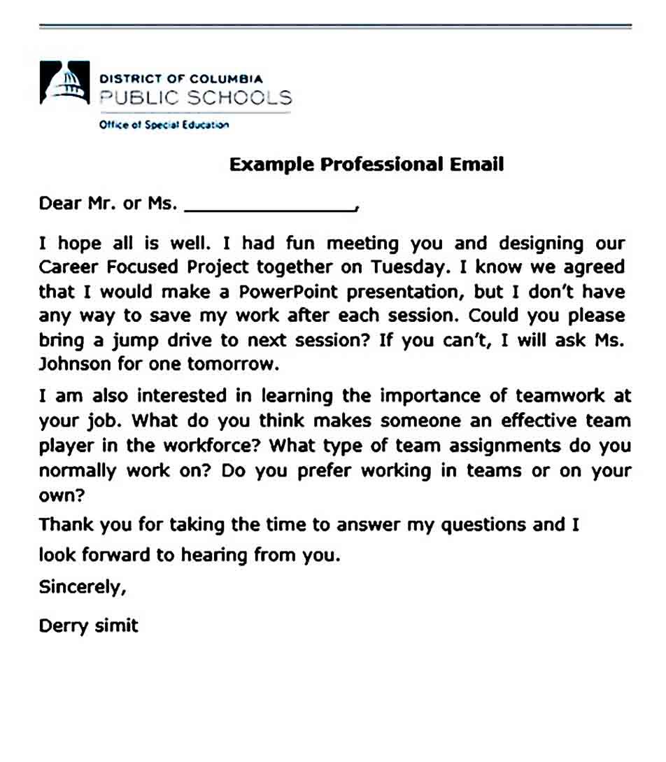 Sample Professional Email Template Professional email templates