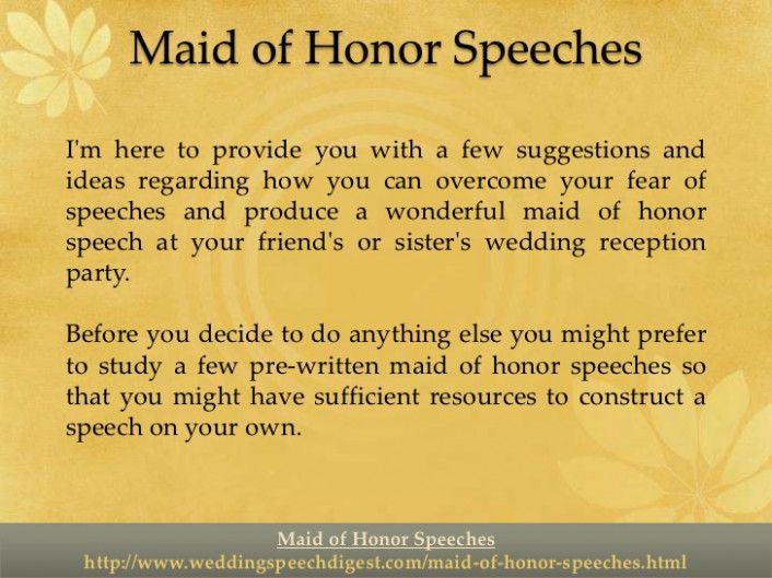 Maid Of Honor Speech Examples For Sister