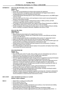 Hr Resume Sample For Experienced PDF Template