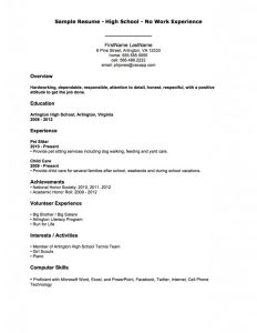 High School Student Resume With No Work Experience task list templates