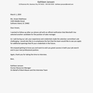 Sample Rejection Letter Before Interview Template Business Format