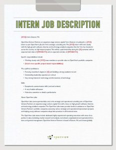 Intern Job Description Template and Hiring Plan OpenView Labs