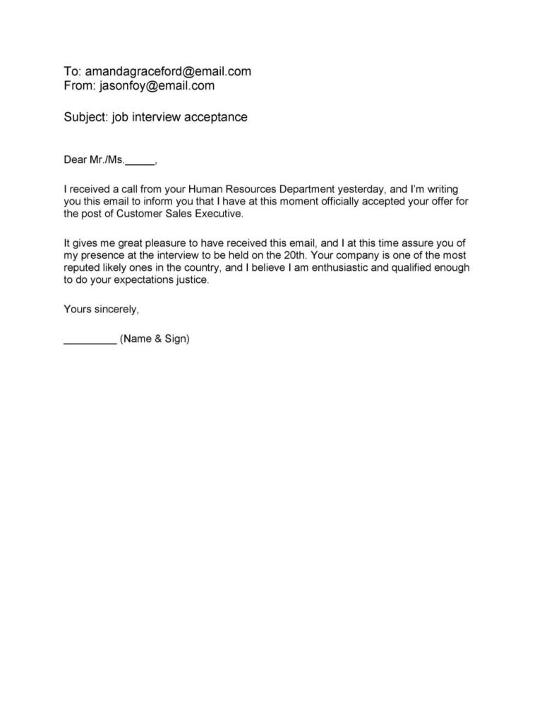 How To Write An Acceptance Letter For A Job Interview