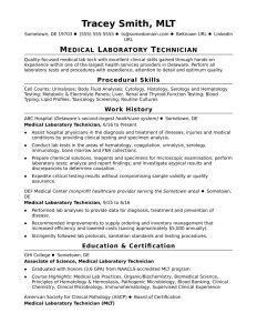 EntryLevel Lab Technician Resume Sample