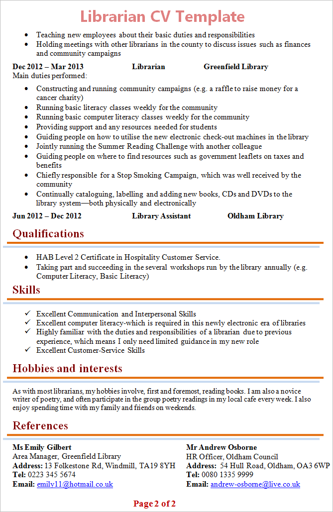 How To Write Hobbies In Resume Examples