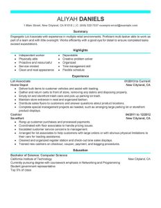 Part Time Lot Associates Resume Examples {Created by Pros