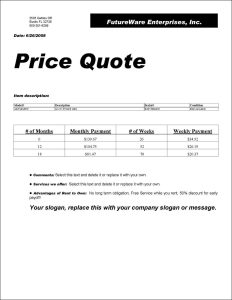 Sample Printout Price Quote