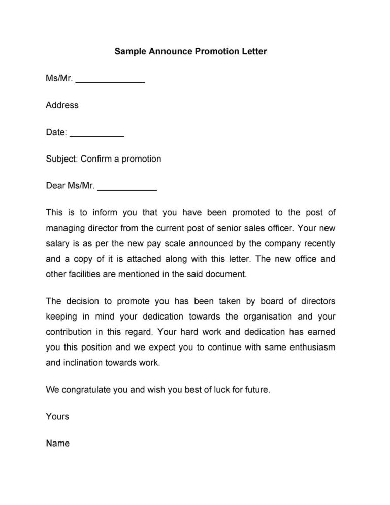 How To Write A Letter For A Job Promotion