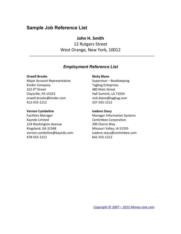 How To Write A Reference Sheet For A Resume