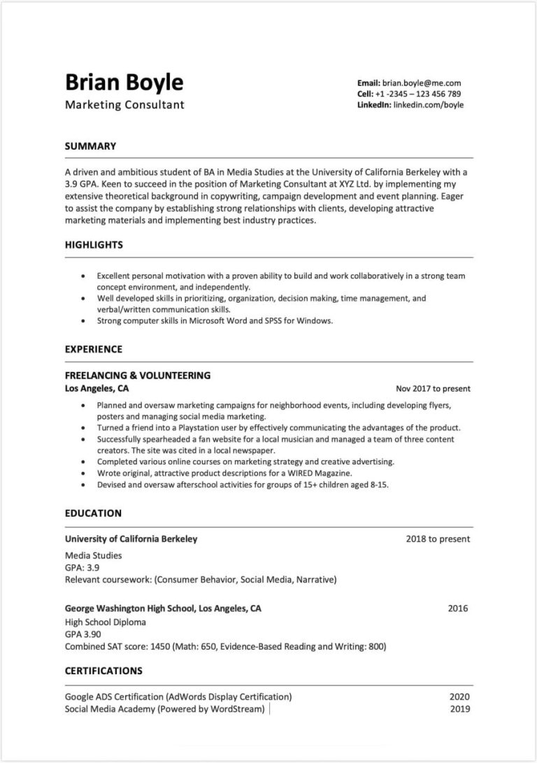 How To Write The Work Experience Section Of A Resume