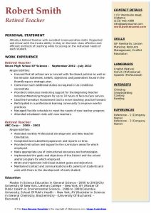 Retired Teacher Resume Master of Documents