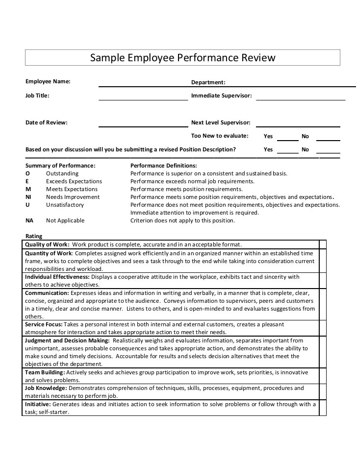 How To Write A Job Performance Evaluation