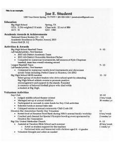 The College Admission Resume Free Download