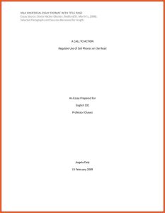 Sample Title Page In Mla Format The Document Template