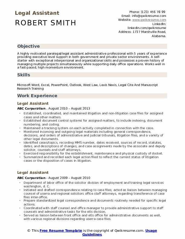 Legal Executive Assistant Resume Samples