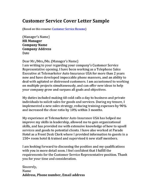Sample Cover Letter For Call Center Manager Position