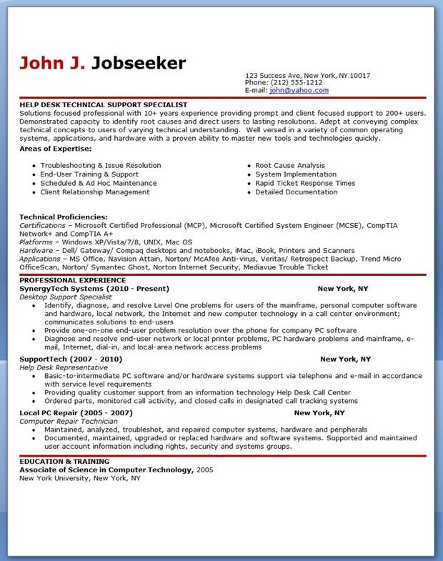 Tech Support Resume Sample