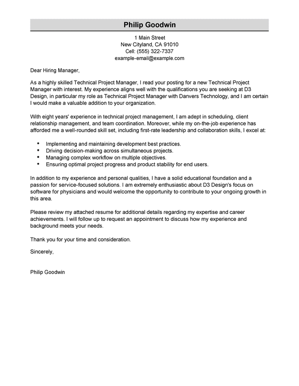 Senior It Project Manager Cover Letter