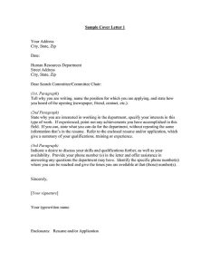 Cover Letter No Address