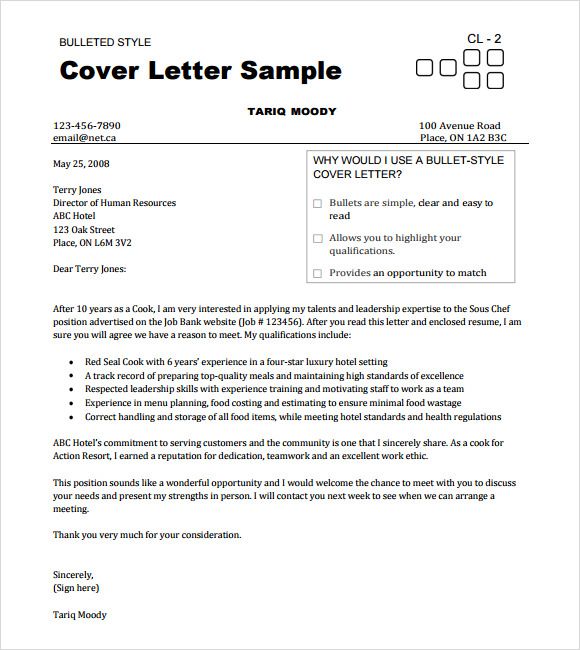 Sous Chef Cover Letter Sample