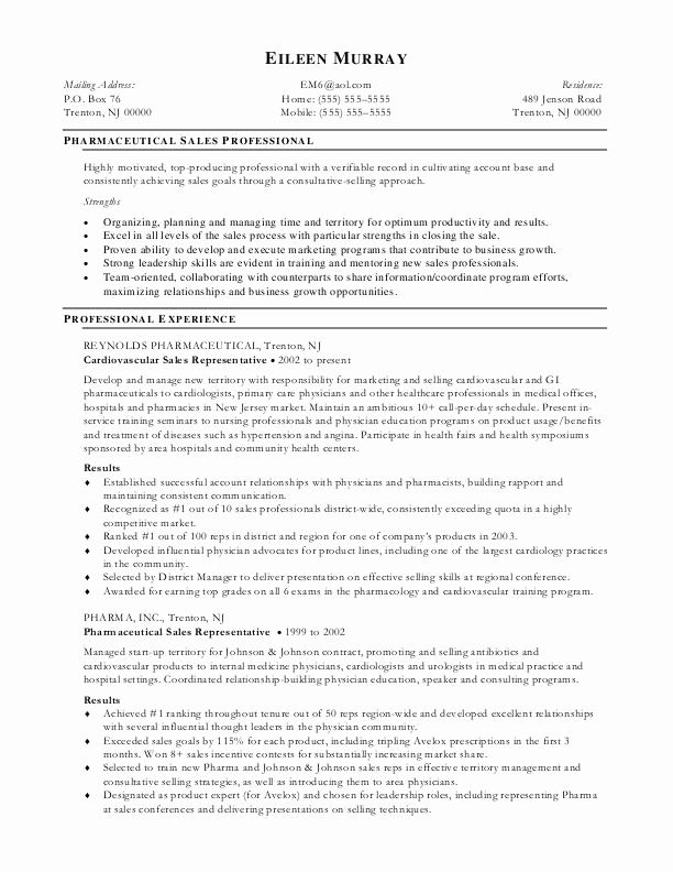 Medical Sales Resume Objective Examples