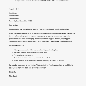 Sample Cover Letter For Job Application Without Specific Position