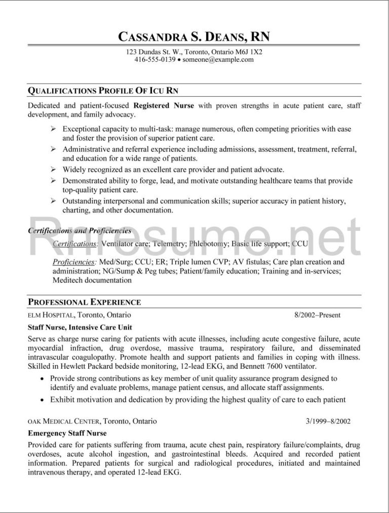 Medical Surgical Nurse Resume Objective