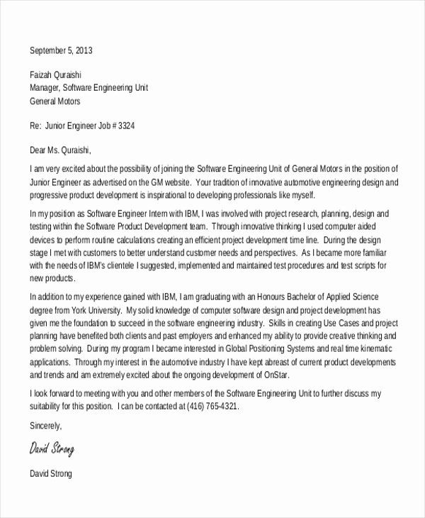 Sample Cover Letter For Internship In Computer Science