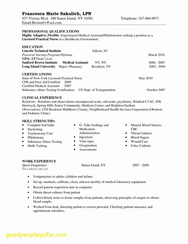 Sample Licensed Practical Nurse Resume Objective