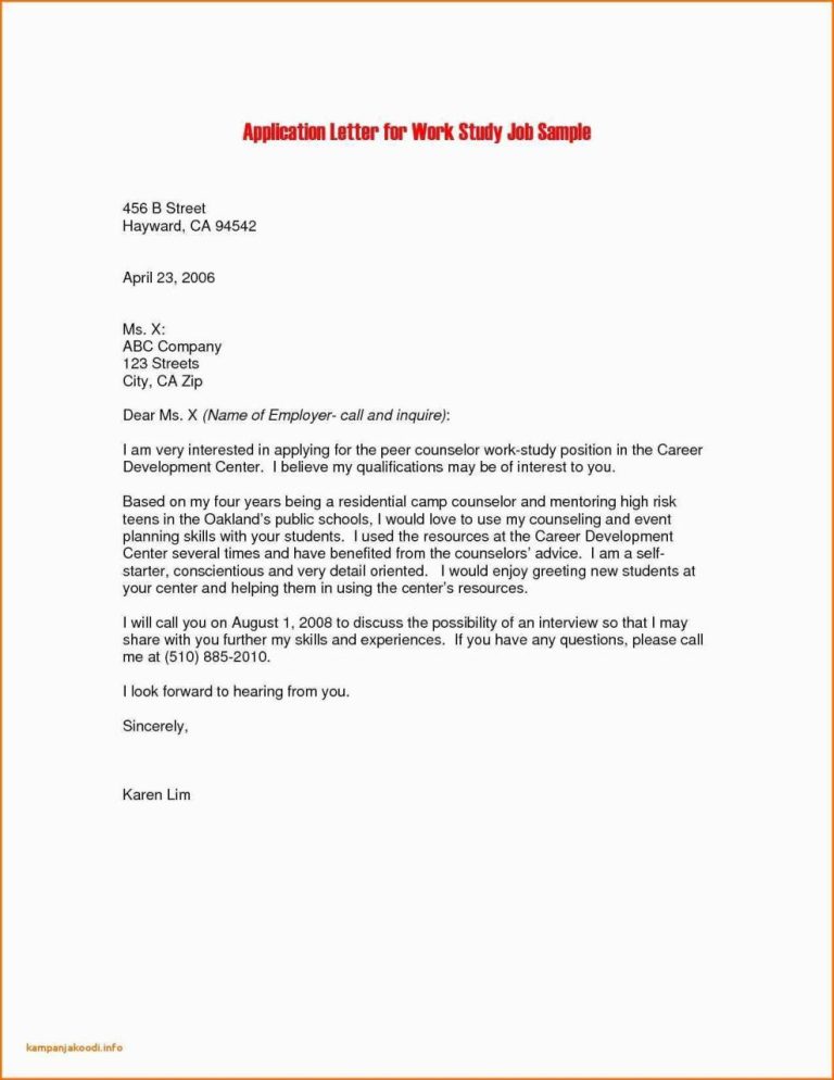 Sample Of Cover Letter For Employment Pdf